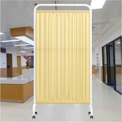 6ft High Medical Privacy Screen,Protective Screens Room Divider,Folding Privacy Screen with Wheels,Ward/Beauty Salon/Health Hall Standing Door Partition(Yellow,4-Panel) in Kuwait