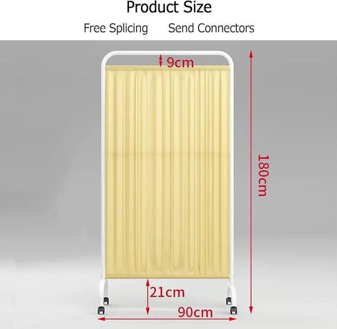 6ft High Medical Privacy Screen,Protective Screens Room Divider,Folding Privacy Screen with Wheels,Ward/Beauty Salon/Health Hall Standing Door Partition(Yellow,4-Panel) in Kuwait