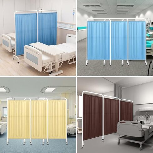 6ft High Medical Privacy Screen,Protective Screens Room Divider,Folding Privacy Screen with Wheels,Ward/Beauty Salon/Health Hall Standing Door Partition(Yellow,4-Panel) in Kuwait