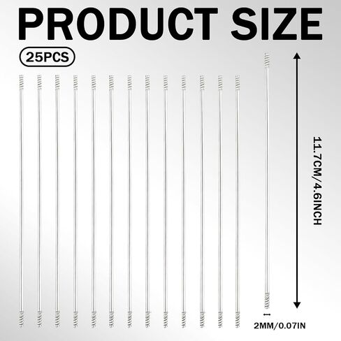 Stainless Steel Pen Extenders for Beadable Pens - 25 PCS Rust-Proof Metal Blank Bars, 4.6 Inch DIY Beaded Pen Rods Replacement, Metal Blank Beadpen Bar Extender Parts for Pens Repair Making Supplies in Kuwait