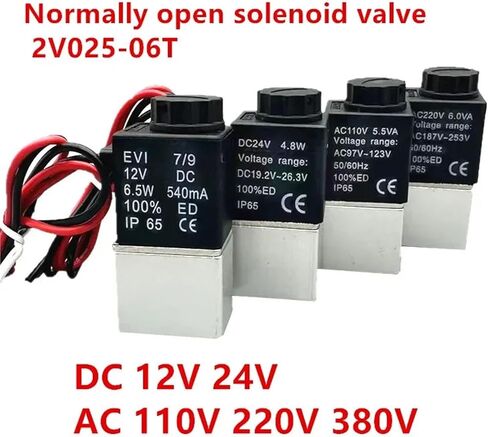2V025-06T صمام الملف اللولبي 12 فولت مفتوح عادة 1/8 بوصة 24 فولت 110 فولت 220 فولت 380 فولت 1 طريقة صمامات هوائية 1 قطعة (220 فولت_مفتوح بشكل طبيعي) in Kuwait