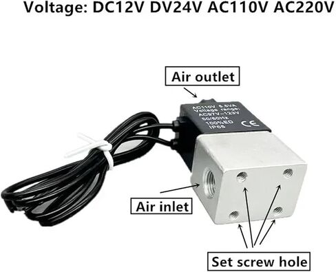 2V025-06T صمام الملف اللولبي 12 فولت مفتوح عادة 1/8 بوصة 24 فولت 110 فولت 220 فولت 380 فولت 1 طريقة صمامات هوائية 1 قطعة (220 فولت_مفتوح بشكل طبيعي) in Kuwait