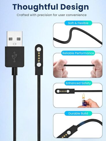 لكابل شحن Xteink X3، كابل شحن USB مغناطيسي أسود ذو 4 دبابيس + محول من النوع C إلى 4 دبابيس، مجموعة محمولة بحجم الجيب لقارئ الحبر الإلكتروني Xteink X3 in Kuwait