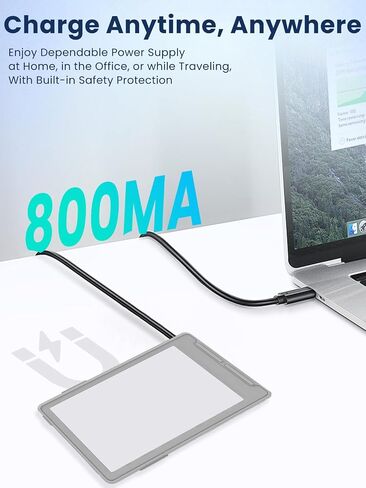 لكابل شحن Xteink X3، كابل شحن USB مغناطيسي أسود ذو 4 دبابيس + محول من النوع C إلى 4 دبابيس، مجموعة محمولة بحجم الجيب لقارئ الحبر الإلكتروني Xteink X3 in Kuwait