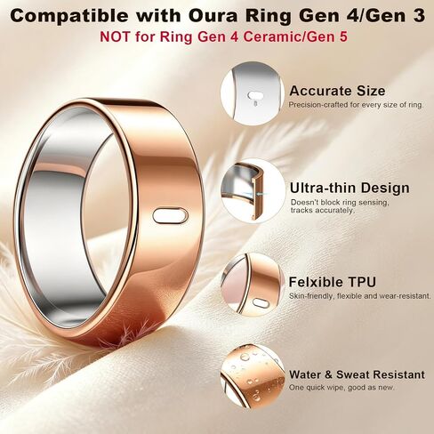 غطاء متوافق مع Oura Ring Gen 4/Gen 3 مقاس 10، مقاوم للخدش | يتم الشحن مباشرة، كم متين من مادة TPU الضيقة المرنة للتمرين في صالة الألعاب الرياضية والنوم والسباحة اليومية للنساء والرجال - 5 عبوات in Kuwait