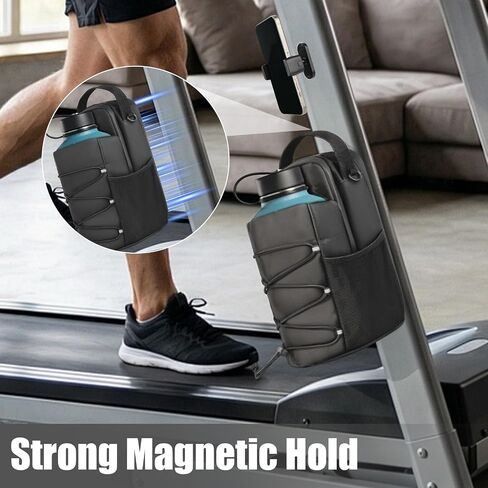 Magnetic Gym Water Bottle Bag with Phone Holder for Men, Magnetic Gym Bag Attaches to Equipment, Holds Water Bottle, Phone & Essentials for Workout, Training & Fitness in Kuwait