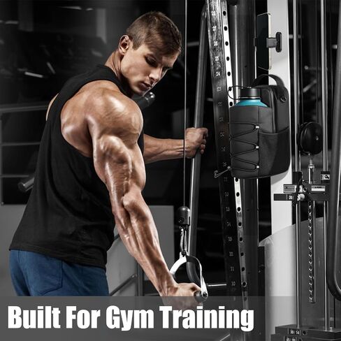 Magnetic Gym Water Bottle Bag with Phone Holder for Men, Magnetic Gym Bag Attaches to Equipment, Holds Water Bottle, Phone & Essentials for Workout, Training & Fitness in Kuwait