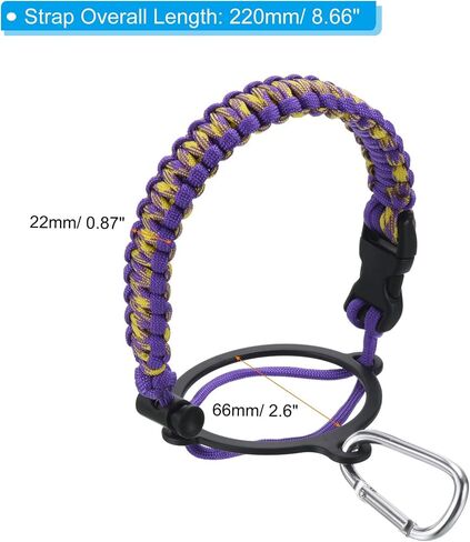 Water Bottle Holder, Paracord Handle Carrying Lanyard Strap Carrier with Ring for 12oz to 64oz Wide Mouth Bottles, Yellow Camo, Purple in Kuwait