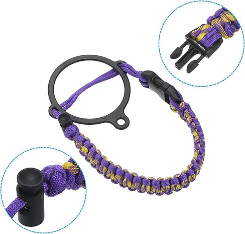 Water Bottle Holder, Paracord Handle Carrying Lanyard Strap Carrier with Ring for 12oz to 64oz Wide Mouth Bottles, Yellow Camo, Purple in Kuwait