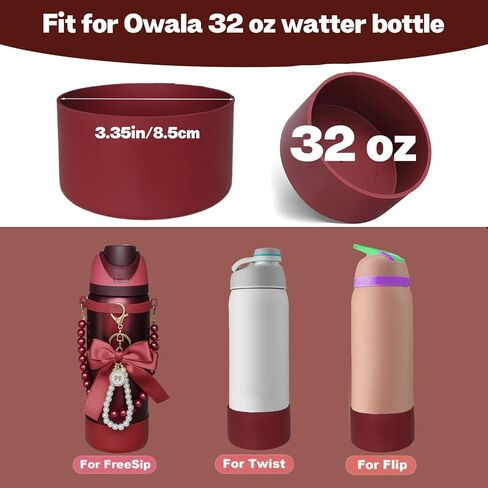 مجموعة إكسسوارات زجاجات المياه لـ Owala FreeSip 24oz、32oz - تتضمن حزام مقبض من اللؤلؤ، وحليات على شكل فيونكة، وحذاء من السيليكون لإكسسوارات Owala للنساء in Kuwait