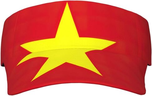 Vietnamese Flag Print Foldable Sun Visor Hat Lightweight Adjustable Sun Visor Hat Outdoor Sports Cap for Adults Black in Kuwait