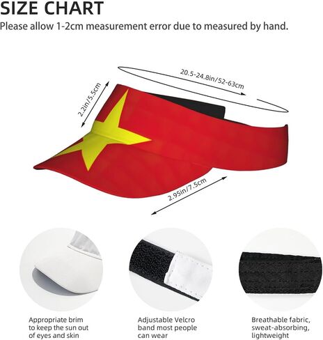 Vietnamese Flag Print Foldable Sun Visor Hat Lightweight Adjustable Sun Visor Hat Outdoor Sports Cap for Adults Black in Kuwait