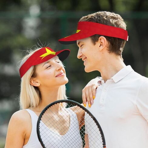 Vietnamese Flag Print Foldable Sun Visor Hat Lightweight Adjustable Sun Visor Hat Outdoor Sports Cap for Adults Black in Kuwait