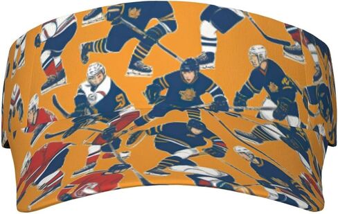 Hockey Print Foldable Sun Visor Hat Lightweight Adjustable Sun Visor Hat Outdoor Sports Cap for Adults Black in Kuwait
