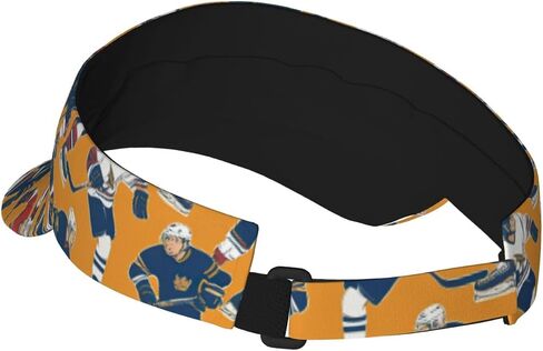 Hockey Print Foldable Sun Visor Hat Lightweight Adjustable Sun Visor Hat Outdoor Sports Cap for Adults Black in Kuwait