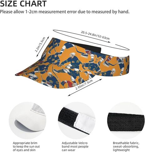 Hockey Print Foldable Sun Visor Hat Lightweight Adjustable Sun Visor Hat Outdoor Sports Cap for Adults Black in Kuwait