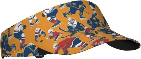 Hockey Print Foldable Sun Visor Hat Lightweight Adjustable Sun Visor Hat Outdoor Sports Cap for Adults Black in Kuwait