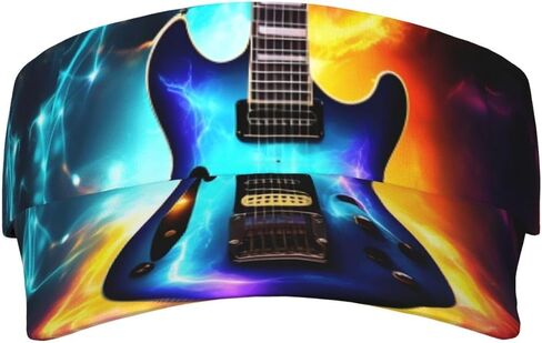 Magic Electric Guitar Print Foldable Sun Visor Hat Lightweight Adjustable Sun Visor Hat Outdoor Sports Cap for Adults Black in Kuwait
