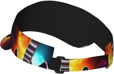 Magic Electric Guitar Print Foldable Sun Visor Hat Lightweight Adjustable Sun Visor Hat Outdoor Sports Cap for Adults Black in Kuwait