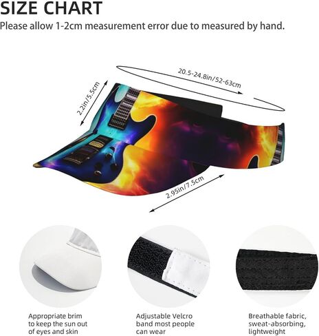 Magic Electric Guitar Print Foldable Sun Visor Hat Lightweight Adjustable Sun Visor Hat Outdoor Sports Cap for Adults Black in Kuwait