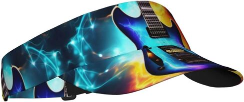 Magic Electric Guitar Print Foldable Sun Visor Hat Lightweight Adjustable Sun Visor Hat Outdoor Sports Cap for Adults Black in Kuwait