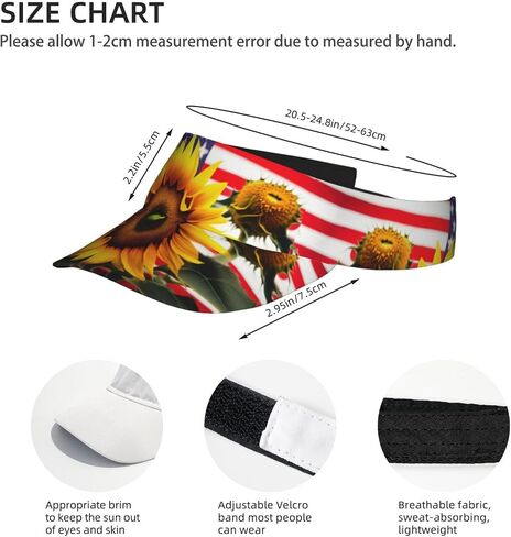 Sunflower and American Flag Print Foldable Sun Visor Hat Lightweight Adjustable Sun Visor Hat Outdoor Sports Cap for Adults Black in Kuwait