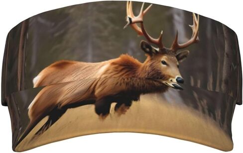 Wildlife Deer Bear Elk Print Foldable Sun Visor Hat Lightweight Adjustable Sun Visor Hat Outdoor Sports Cap for Adults Black in Kuwait