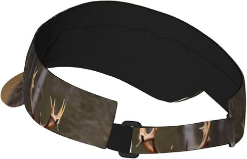 Wildlife Deer Bear Elk Print Foldable Sun Visor Hat Lightweight Adjustable Sun Visor Hat Outdoor Sports Cap for Adults Black in Kuwait