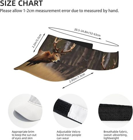 Wildlife Deer Bear Elk Print Foldable Sun Visor Hat Lightweight Adjustable Sun Visor Hat Outdoor Sports Cap for Adults Black in Kuwait