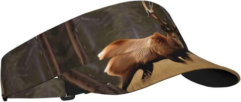 Wildlife Deer Bear Elk Print Foldable Sun Visor Hat Lightweight Adjustable Sun Visor Hat Outdoor Sports Cap for Adults Black in Kuwait
