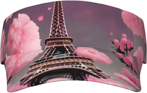 Paris Street Eiffel Tower Pink Floral Print Foldable Sun Visor Hat Lightweight Adjustable Sun Visor Hat Outdoor Sports Cap for Adults in Kuwait