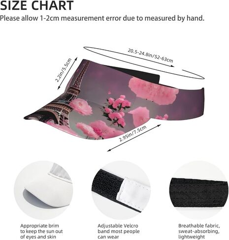 Paris Street Eiffel Tower Pink Floral Print Foldable Sun Visor Hat Lightweight Adjustable Sun Visor Hat Outdoor Sports Cap for Adults in Kuwait