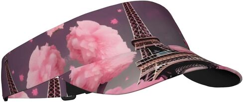 Paris Street Eiffel Tower Pink Floral Print Foldable Sun Visor Hat Lightweight Adjustable Sun Visor Hat Outdoor Sports Cap for Adults in Kuwait