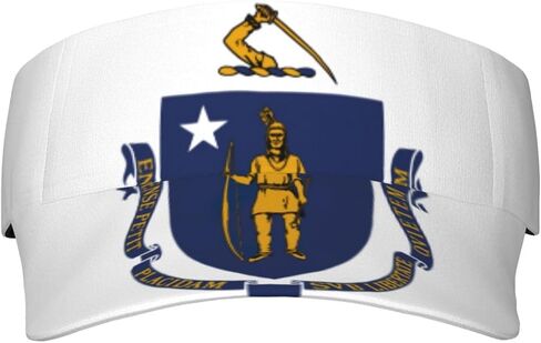 Massachusetts State Flag Print Foldable Sun Visor Hat Lightweight Adjustable Sun Visor Hat Outdoor Sports Cap for Adults Black in Kuwait