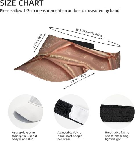 Rose Gold Glitter Print Foldable Sun Visor Hat Lightweight Adjustable Sun Visor Hat Outdoor Sports Cap for Adults in Kuwait