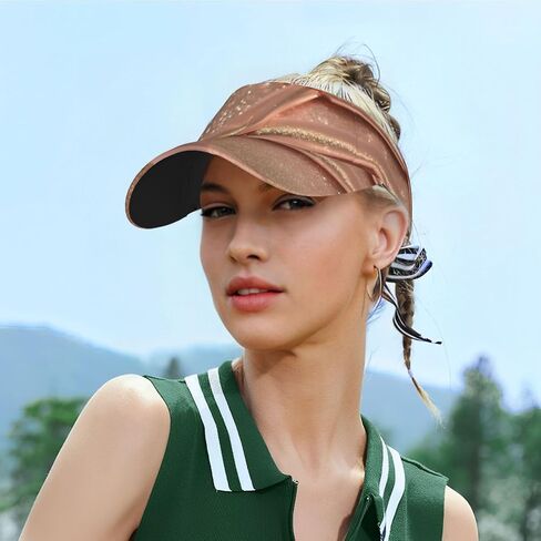 Rose Gold Glitter Print Foldable Sun Visor Hat Lightweight Adjustable Sun Visor Hat Outdoor Sports Cap for Adults in Kuwait