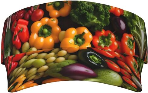Variety Fresh Vegetables Fruits Print Foldable Sun Visor Hat Lightweight Adjustable Sun Visor Hat Outdoor Sports Cap for Adults Black in Kuwait