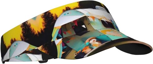 You Make Me Happy Camper Print قابلة للطي قبعة للوقاية من الشمس خفيفة الوزن قابلة للتعديل قبعة للوقاية من الشمس قبعة رياضية خارجية للبالغين باللون الأسود in Kuwait