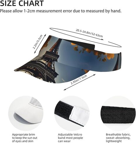 Beautiful Eiffel Tower Paris Print Foldable Sun Visor Hat Lightweight Adjustable Sun Visor Hat Outdoor Sports Cap for Adults Black in Kuwait