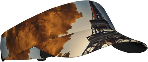 Beautiful Eiffel Tower Paris Print Foldable Sun Visor Hat Lightweight Adjustable Sun Visor Hat Outdoor Sports Cap for Adults Black in Kuwait