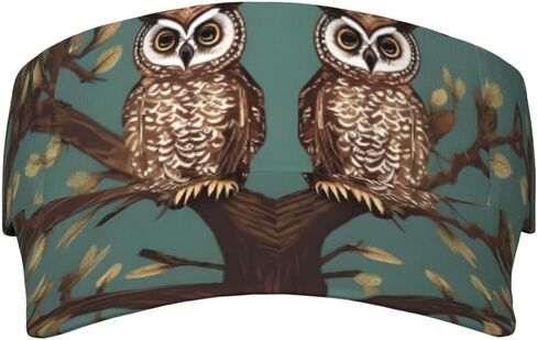 Owl Tree Branches Print Foldable Sun Visor Hat Lightweight Adjustable Sun Visor Hat Outdoor Sports Cap for Adults Black in Kuwait
