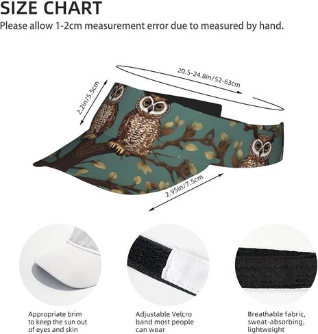 Owl Tree Branches Print Foldable Sun Visor Hat Lightweight Adjustable Sun Visor Hat Outdoor Sports Cap for Adults Black in Kuwait