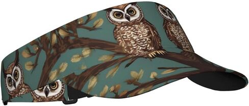 Owl Tree Branches Print Foldable Sun Visor Hat Lightweight Adjustable Sun Visor Hat Outdoor Sports Cap for Adults Black in Kuwait