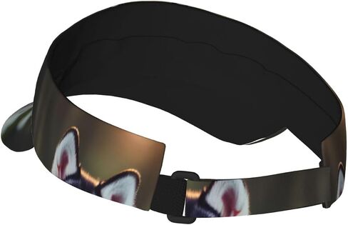 Husky Dog Print Foldable Sun Visor Hat Lightweight Adjustable Sun Visor Hat Outdoor Sports Cap for Adults Black in Kuwait