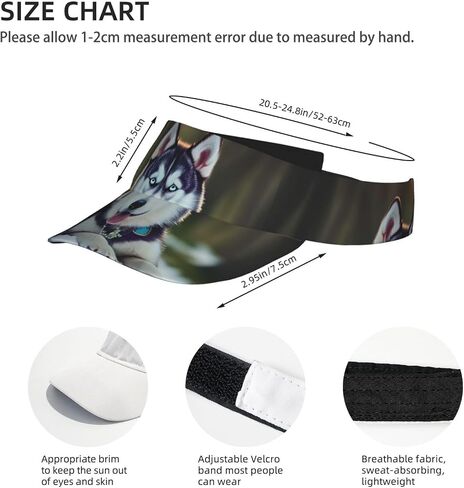 Husky Dog Print Foldable Sun Visor Hat Lightweight Adjustable Sun Visor Hat Outdoor Sports Cap for Adults Black in Kuwait