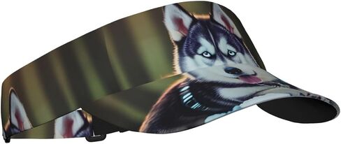 Husky Dog Print Foldable Sun Visor Hat Lightweight Adjustable Sun Visor Hat Outdoor Sports Cap for Adults Black in Kuwait