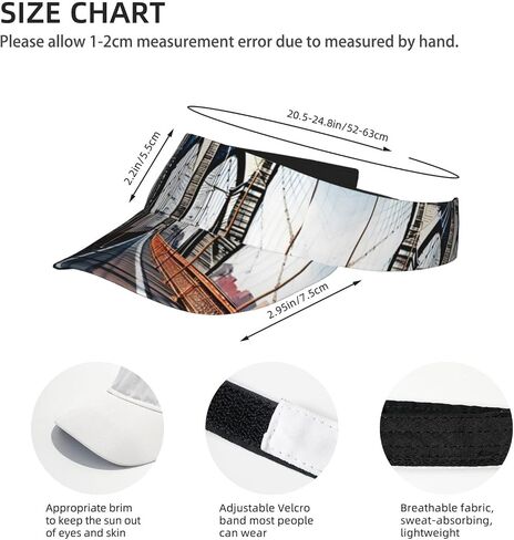 Brooklyn Bridge Print Foldable Sun Visor Hat Lightweight Adjustable Sun Visor Hat Outdoor Sports Cap for Adults Black in Kuwait
