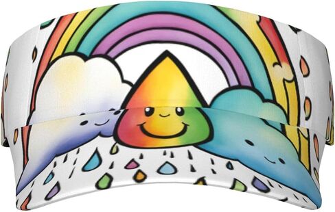Rainbow Clouds Raindrop 1 Print Foldable Sun Visor Hat Lightweight Adjustable Sun Visor Hat Outdoor Sports Cap for Adults in Kuwait