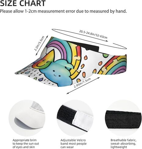 Rainbow Clouds Raindrop 1 Print Foldable Sun Visor Hat Lightweight Adjustable Sun Visor Hat Outdoor Sports Cap for Adults in Kuwait