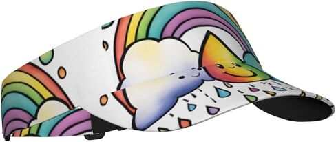 Rainbow Clouds Raindrop 1 Print Foldable Sun Visor Hat Lightweight Adjustable Sun Visor Hat Outdoor Sports Cap for Adults in Kuwait
